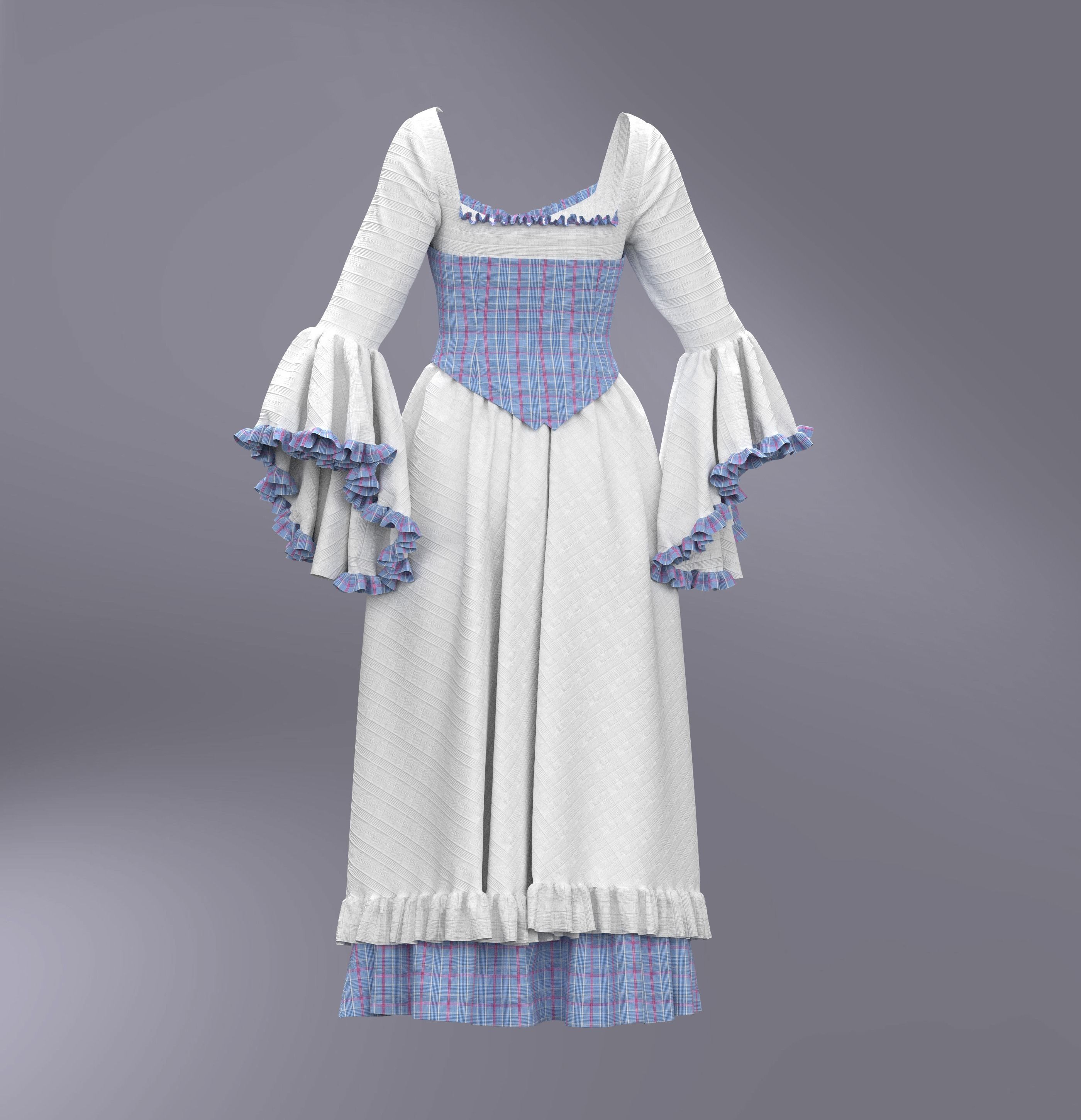 5 Medieval Women Clothing 3D model_21