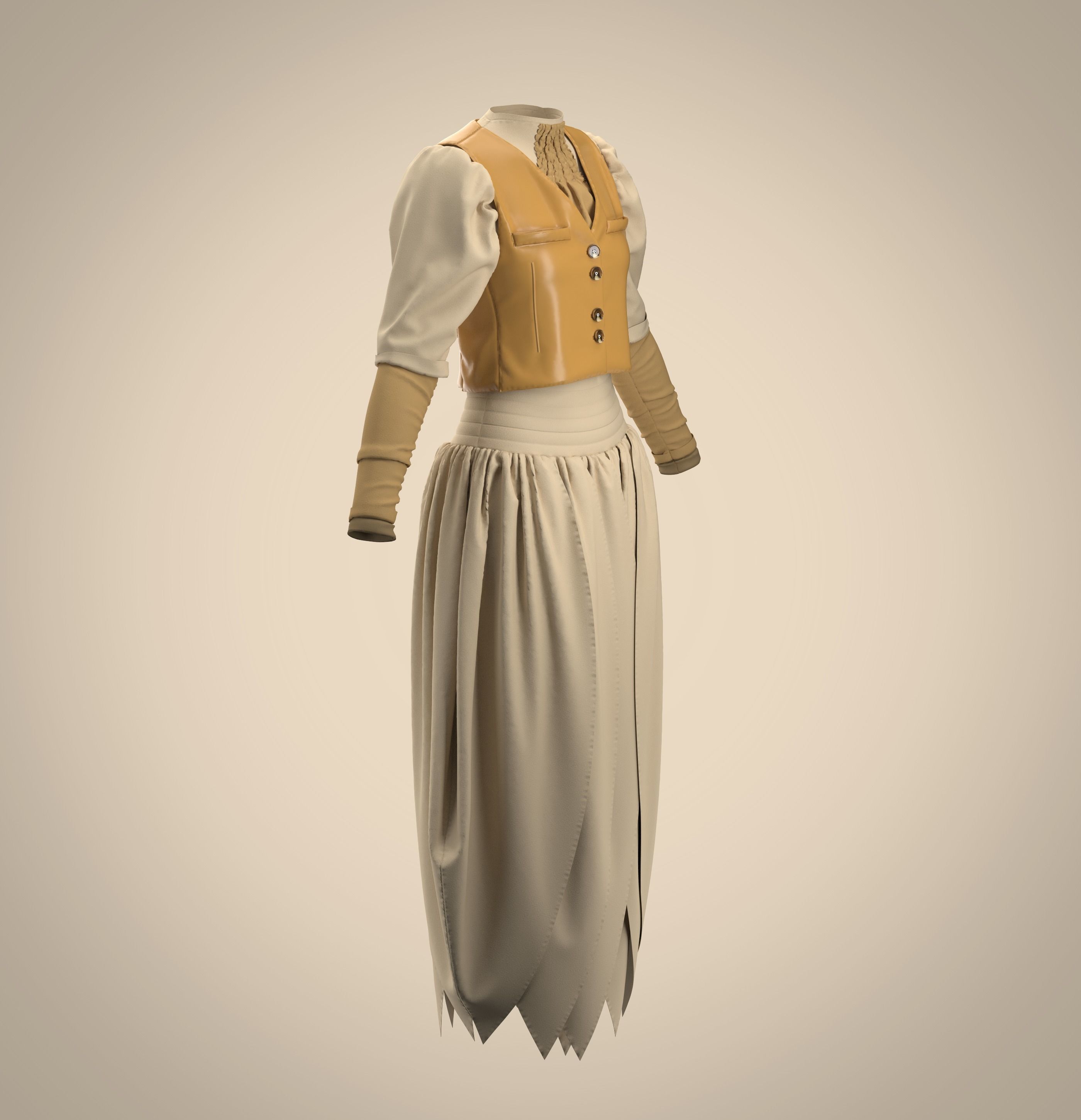 5 Medieval Women Clothing 3D model_4
