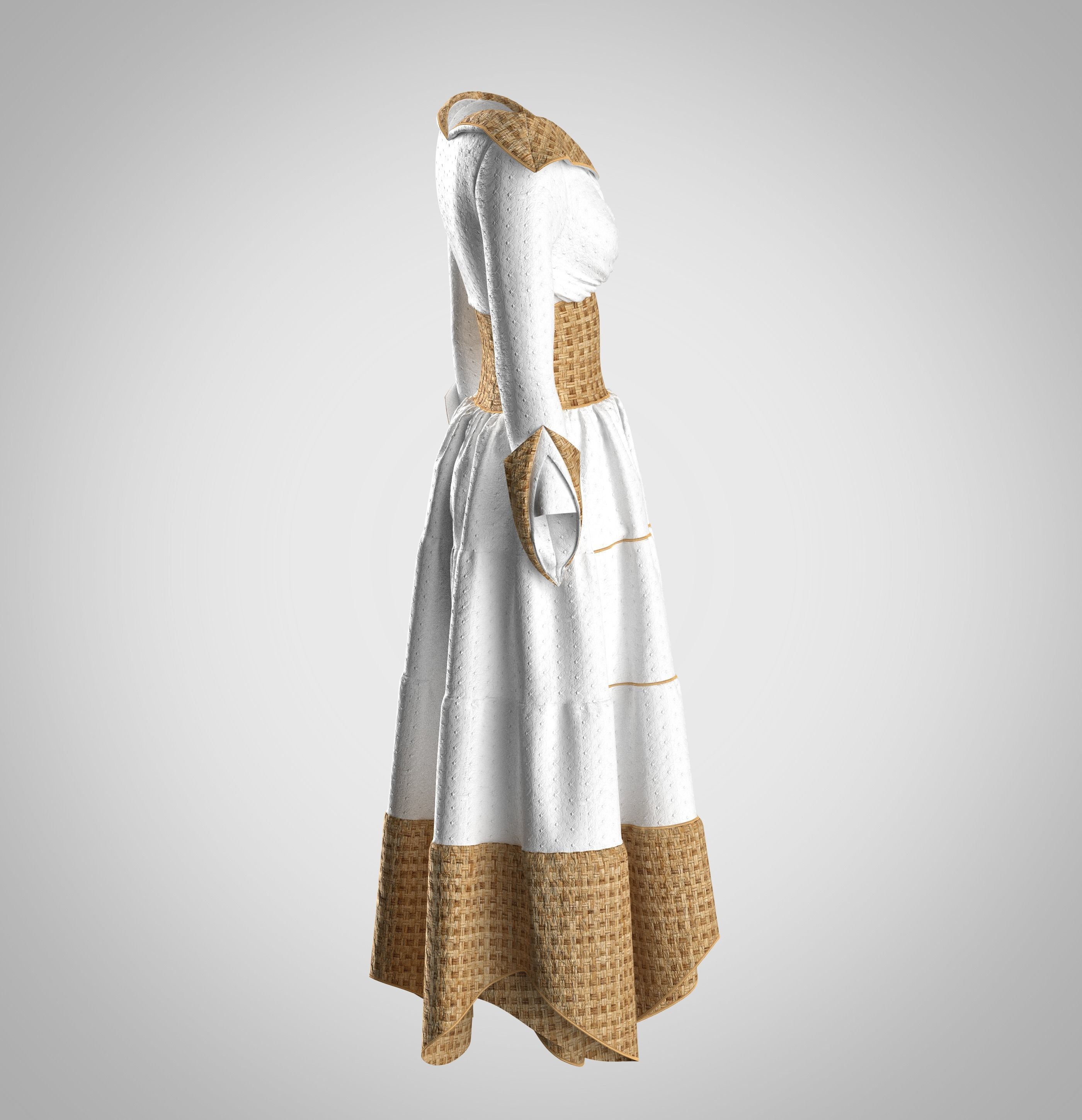 5 Medieval Women Clothing 3D model_11