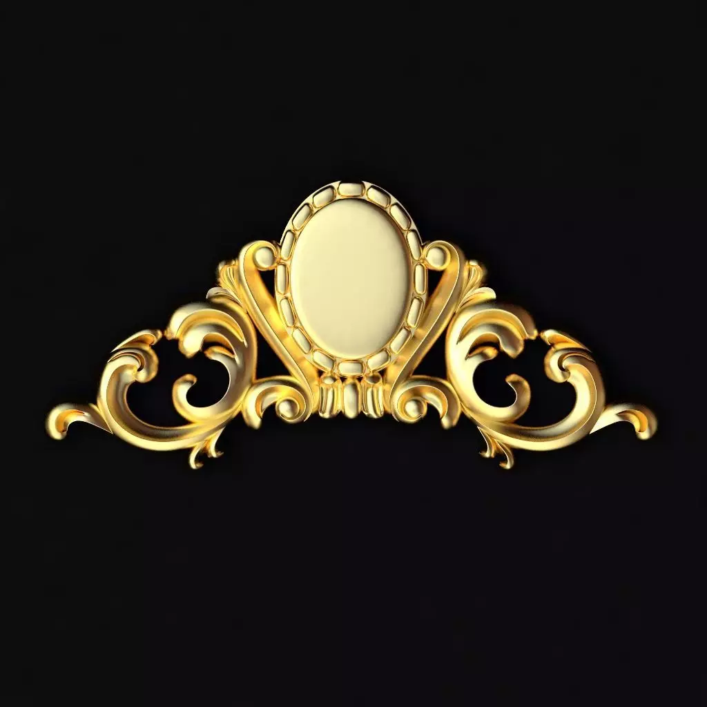 Central decor ornament for furniture 3D model_0