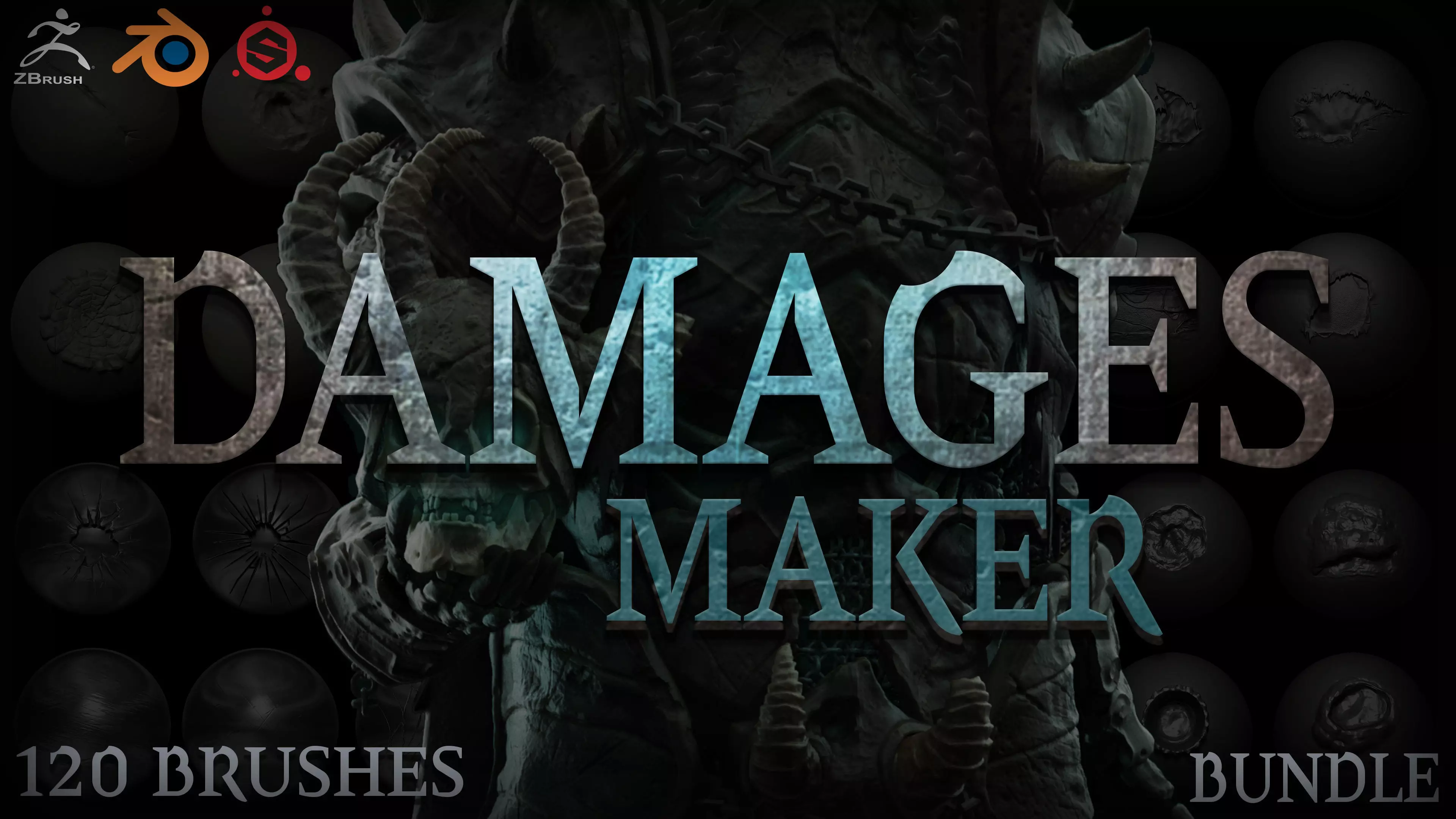 Damages Maker 120 Brushes and Alphas Bundle 20 OFF Texture