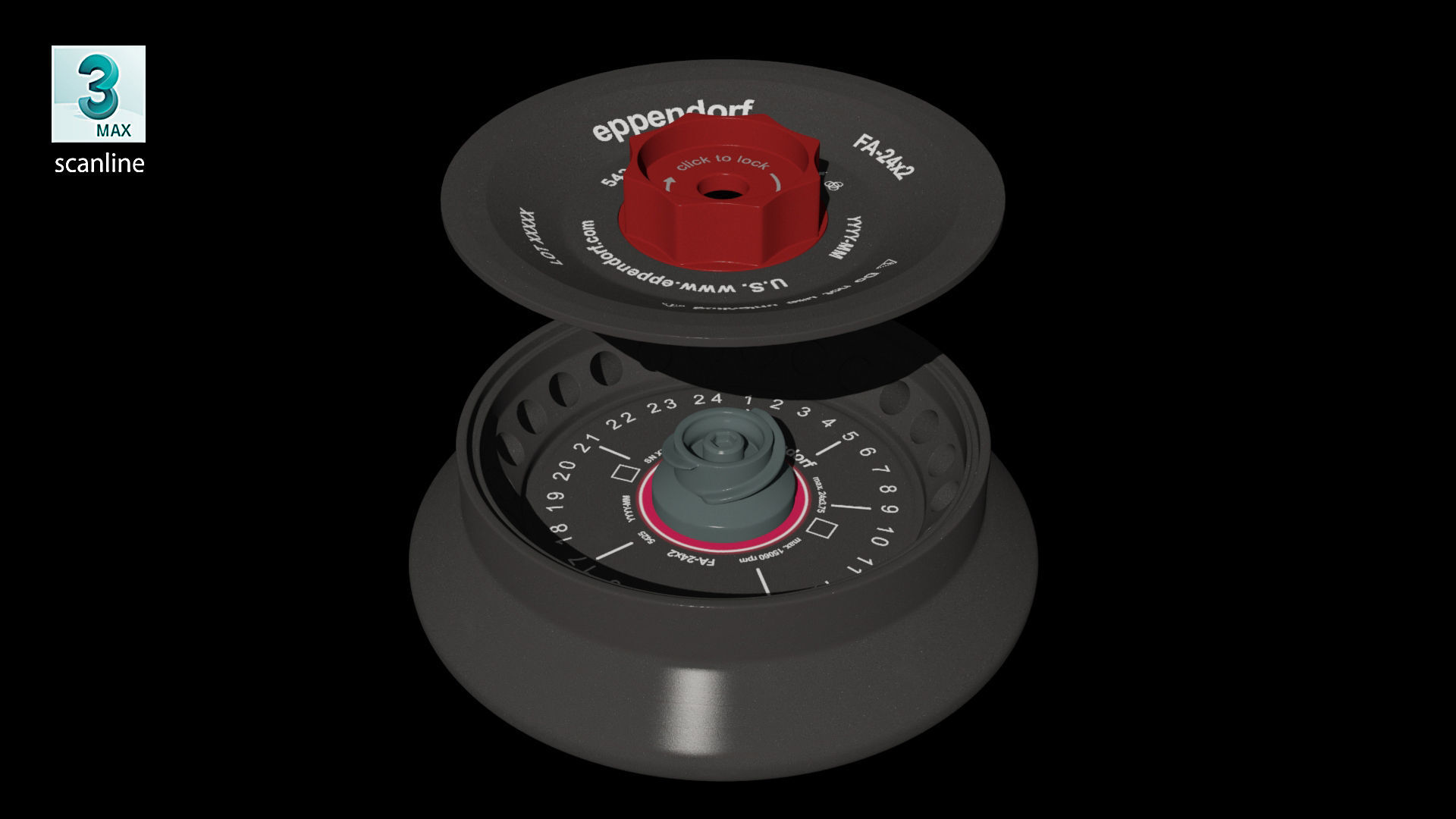 Eppendorf Centrifuge Rotor FA 24x2 Low-poly 3D model_16