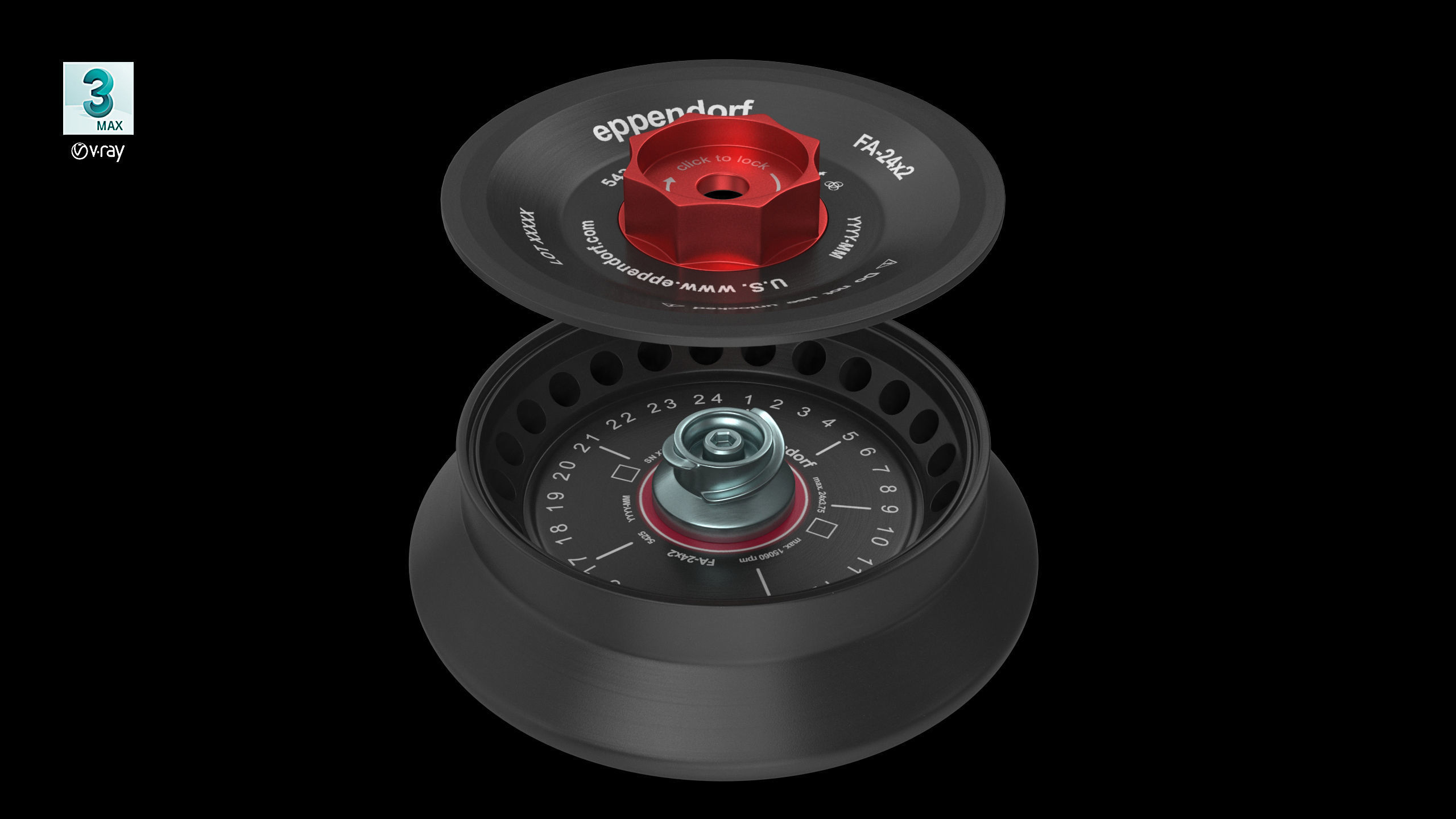 Eppendorf Centrifuge Rotor FA 24x2 Low-poly 3D model_17