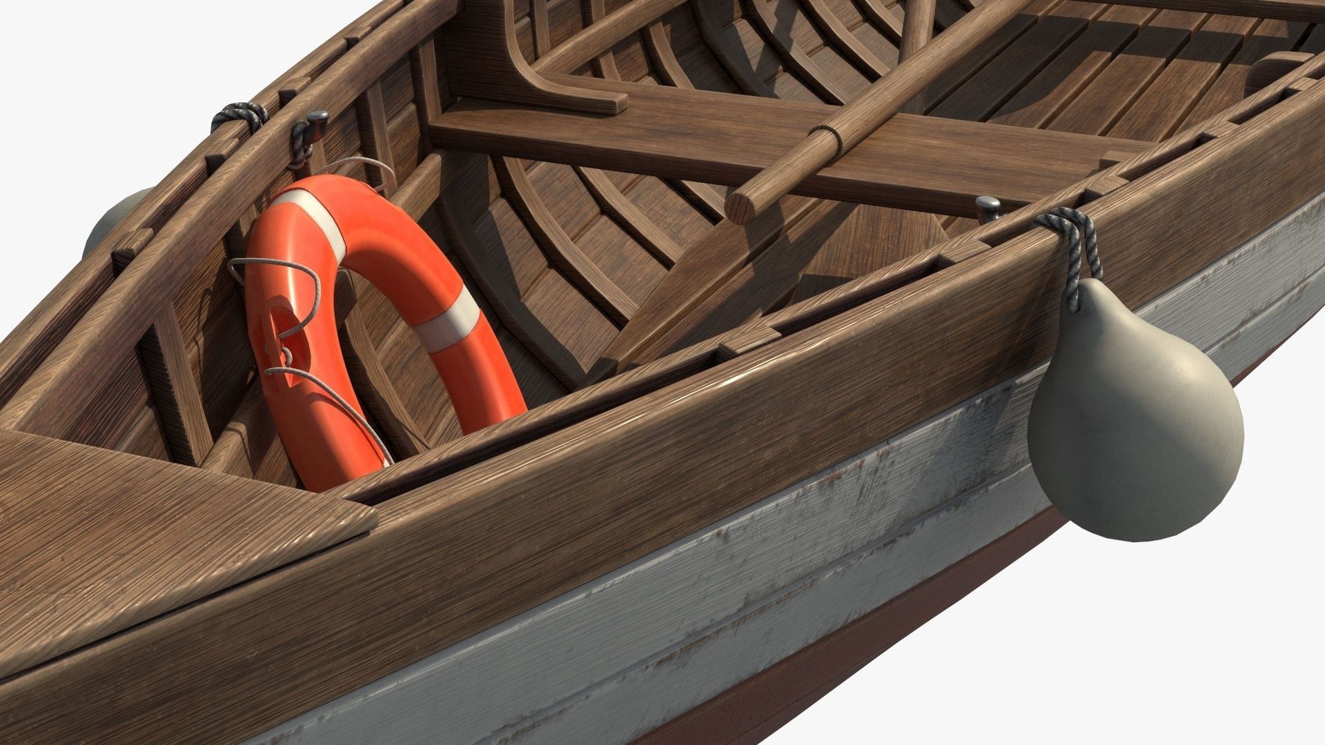 Wooden Boat Low-poly 3D model_4