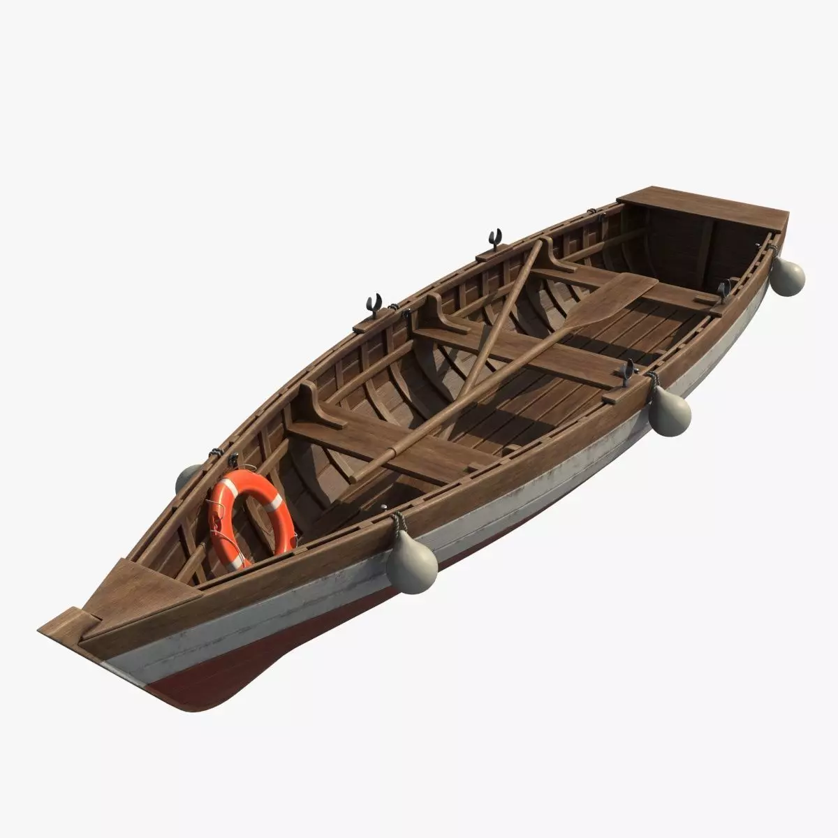 Wooden Boat Low-poly 3D model_0