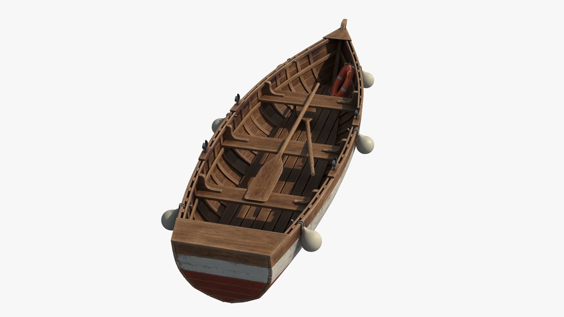 Wooden Boat Low-poly 3D model_13