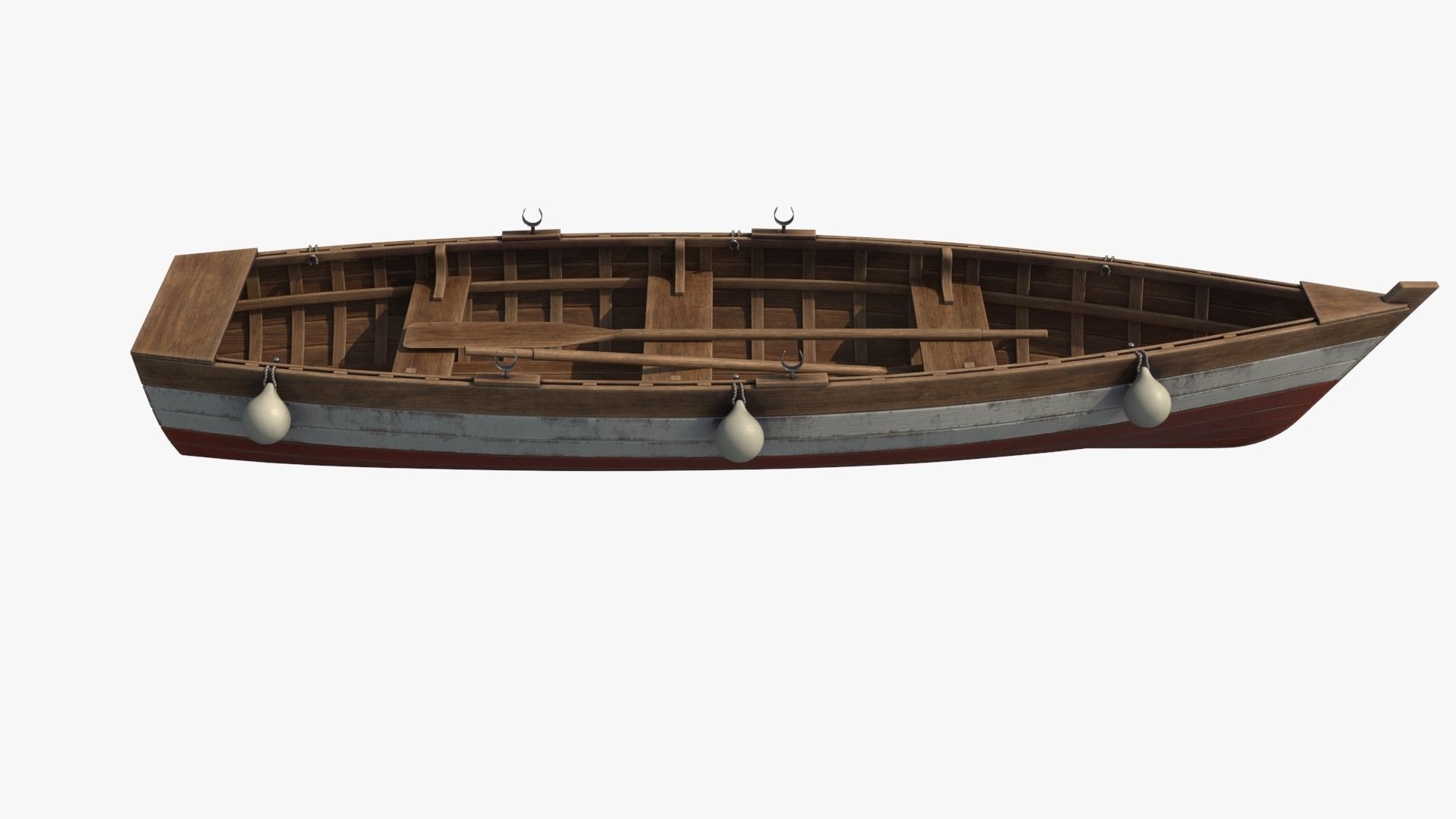 Wooden Boat Low-poly 3D model_12