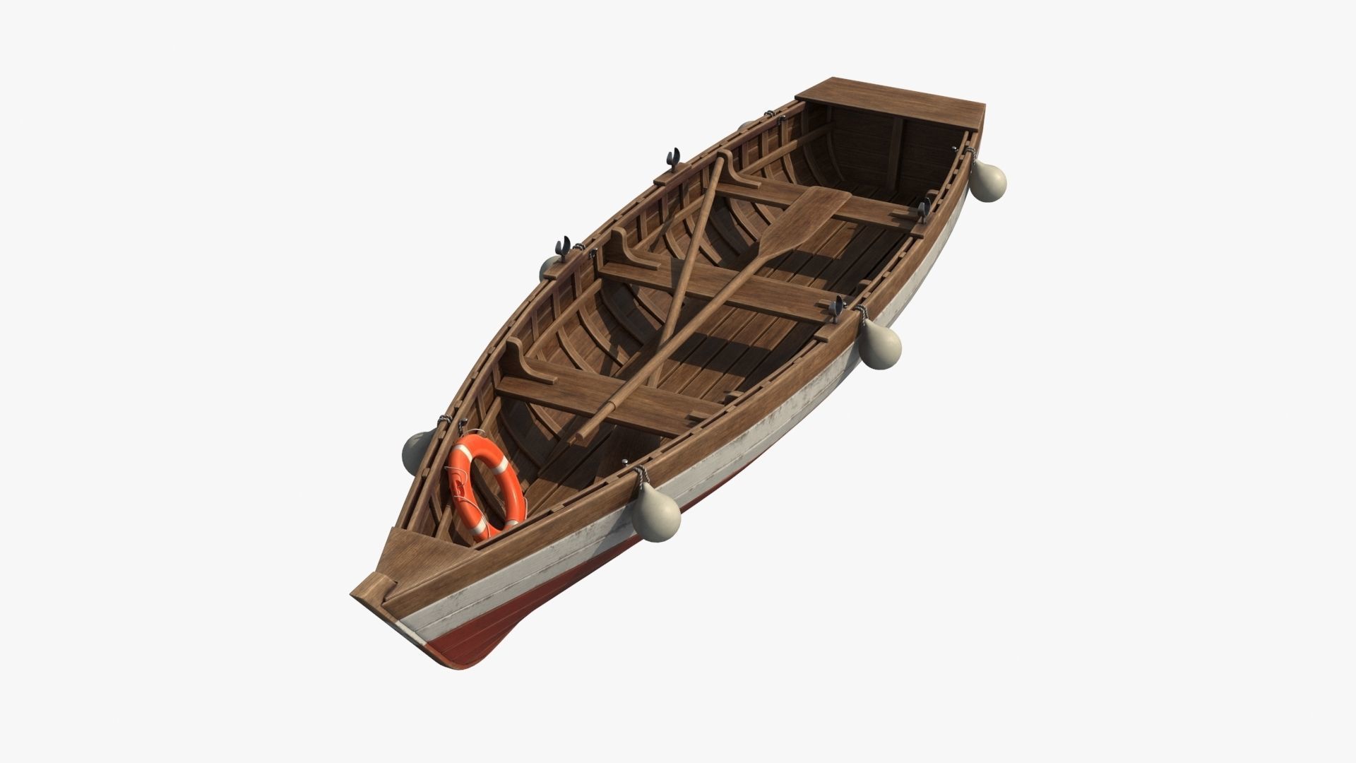 Wooden Boat Low-poly 3D model_10