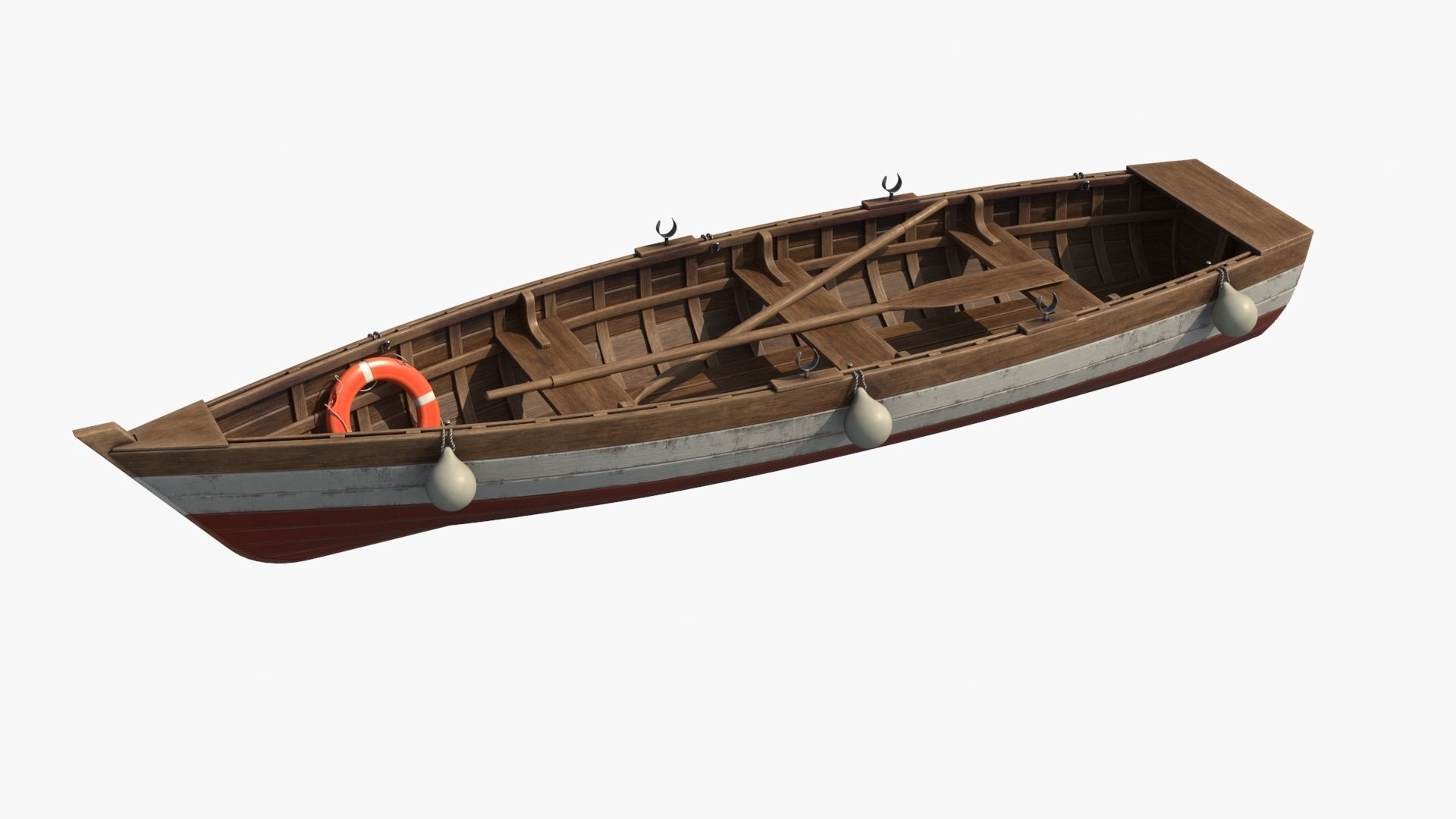 Wooden Boat Low-poly 3D model_15