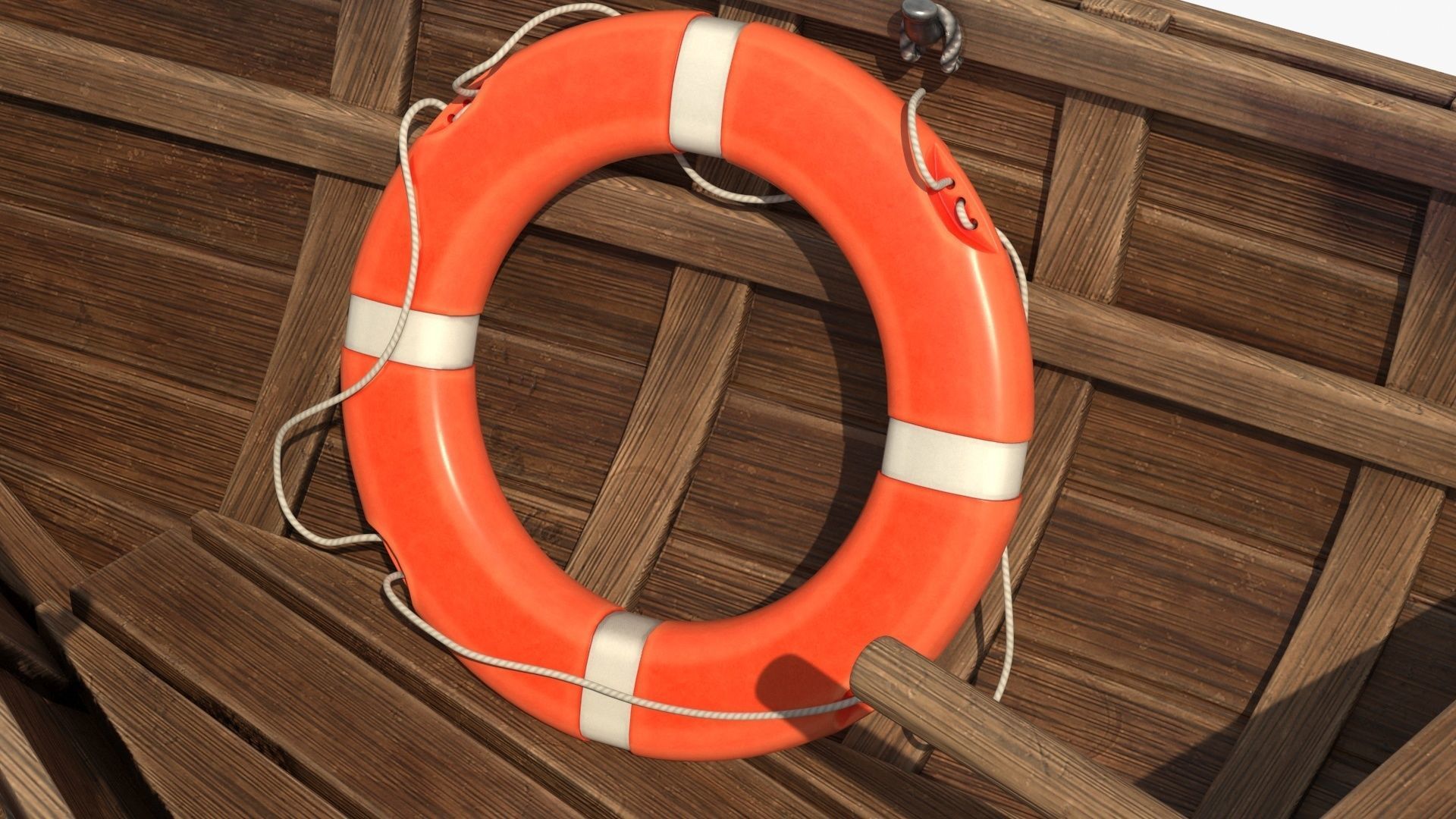 Wooden Boat Low-poly 3D model_6