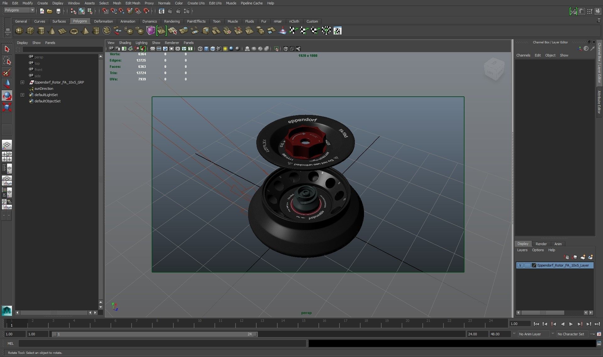 Eppendorf Centrifuge Rotor FA 10x5 Low-poly 3D model_23