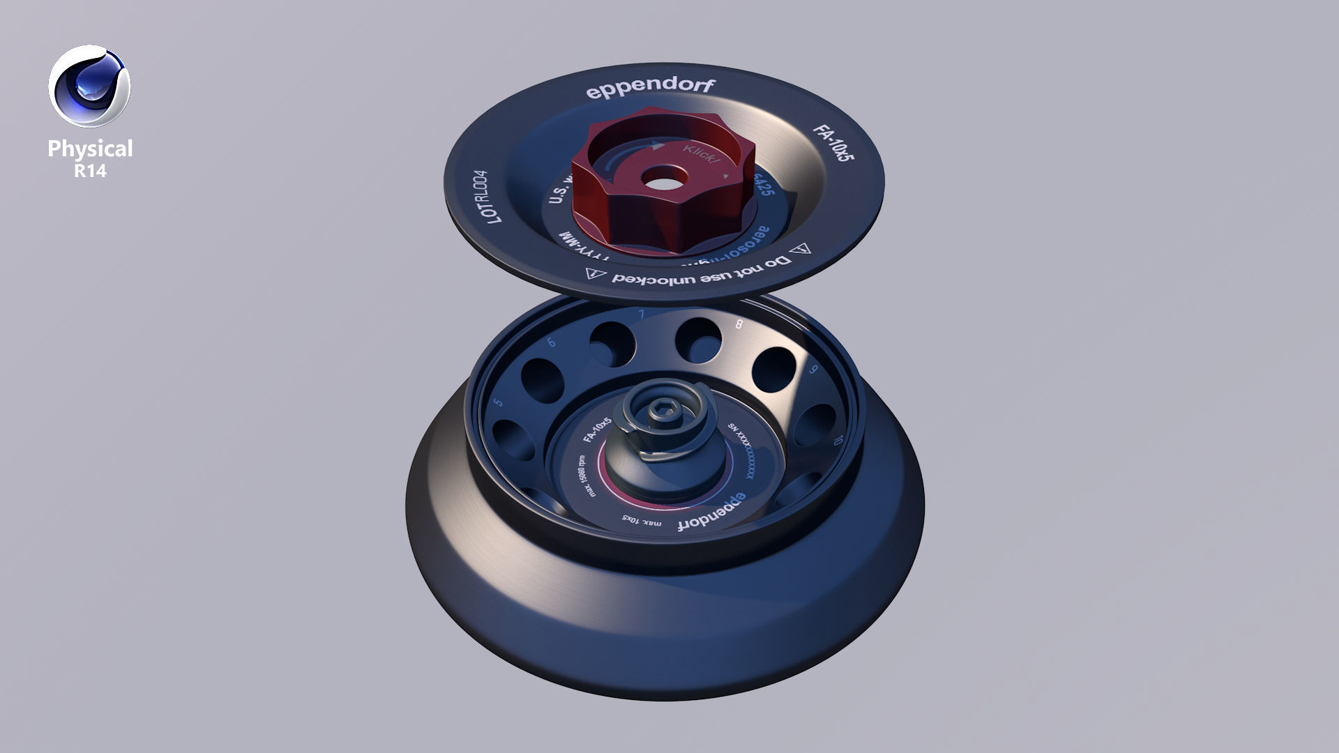 Eppendorf Centrifuge Rotor FA 10x5 Low-poly 3D model_24