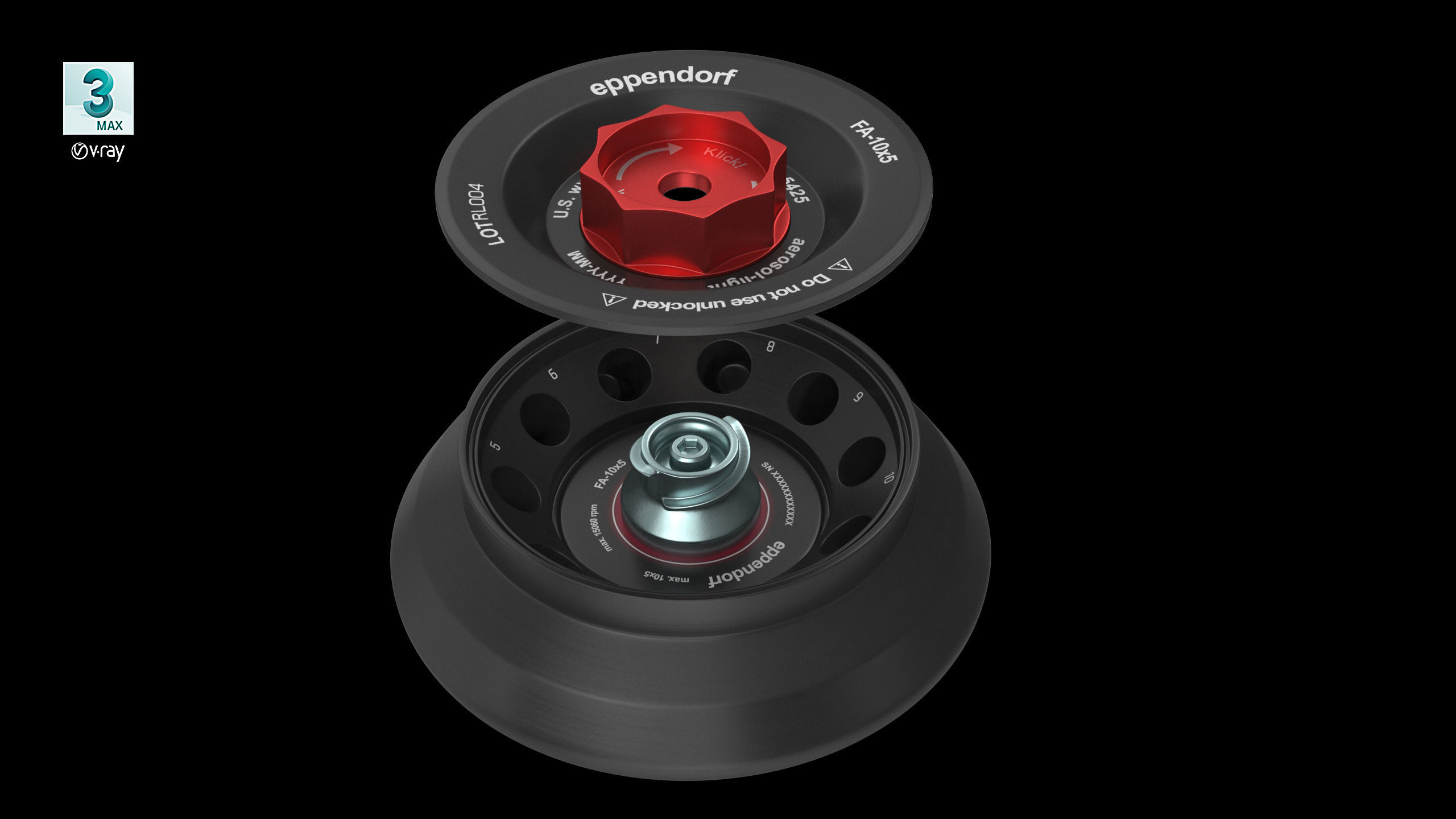 Eppendorf Centrifuge Rotor FA 10x5 Low-poly 3D model_20