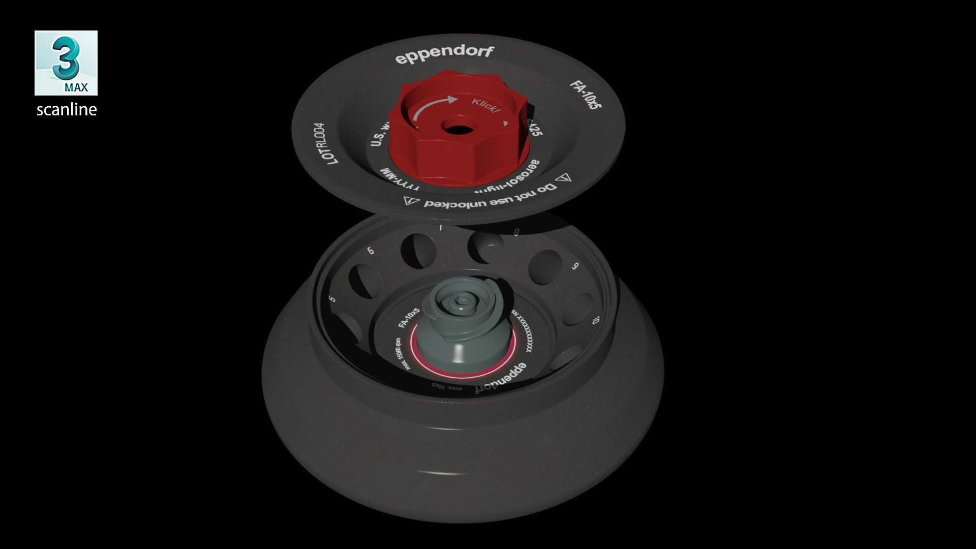Eppendorf Centrifuge Rotor FA 10x5 Low-poly 3D model_19
