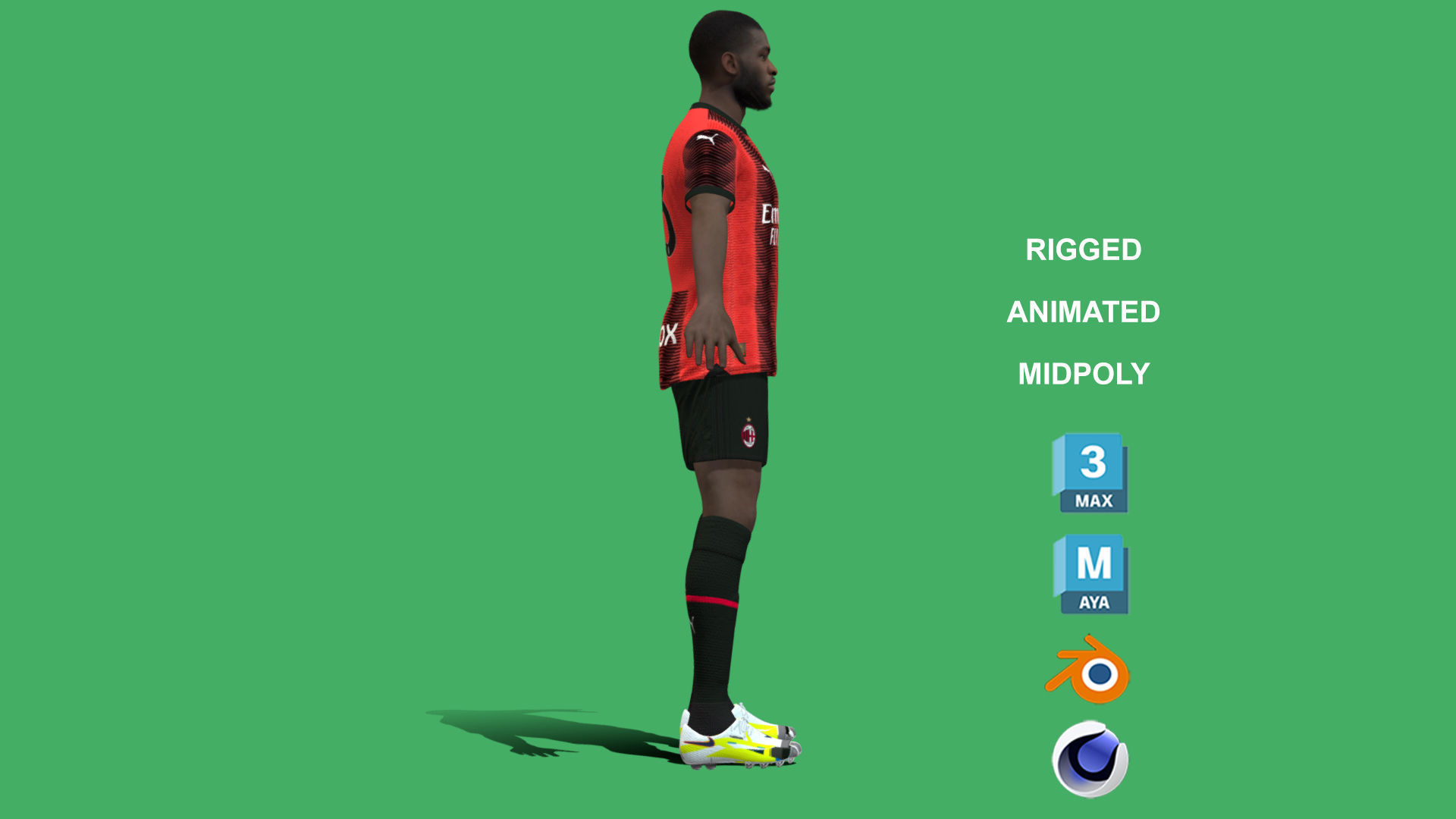 3D Rigged Fikayo Tomori AC Milan 2024 3D model_7