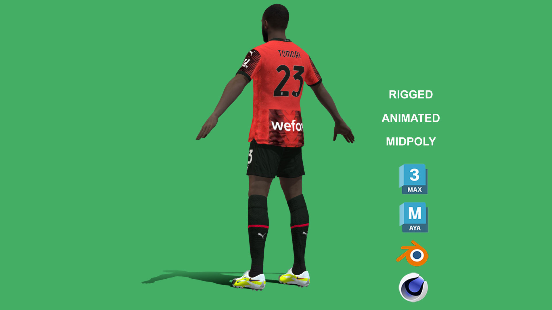 3D Rigged Fikayo Tomori AC Milan 2024 3D model_10