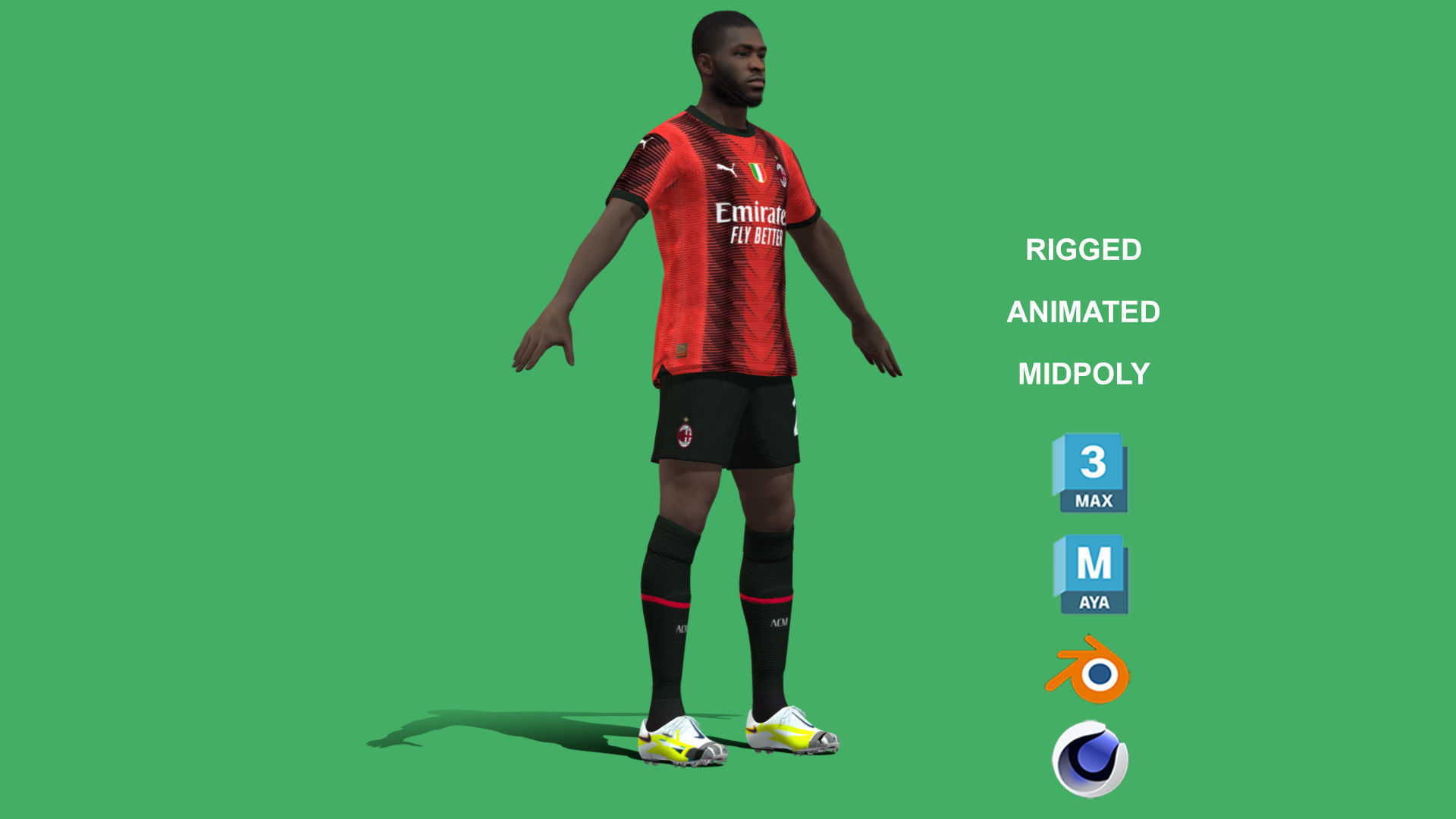 3D Rigged Fikayo Tomori AC Milan 2024 3D model_6
