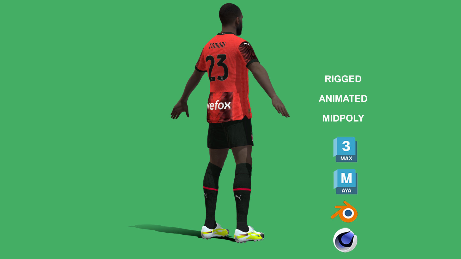 3D Rigged Fikayo Tomori AC Milan 2024 3D model_8
