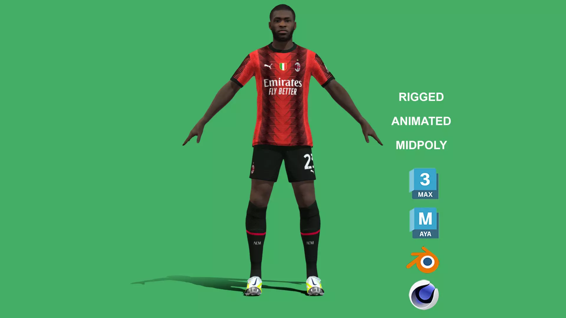 3D Rigged Fikayo Tomori AC Milan 2024 3D model_0