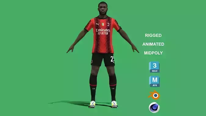 3D Rigged Fikayo Tomori AC Milan 2024 3D model