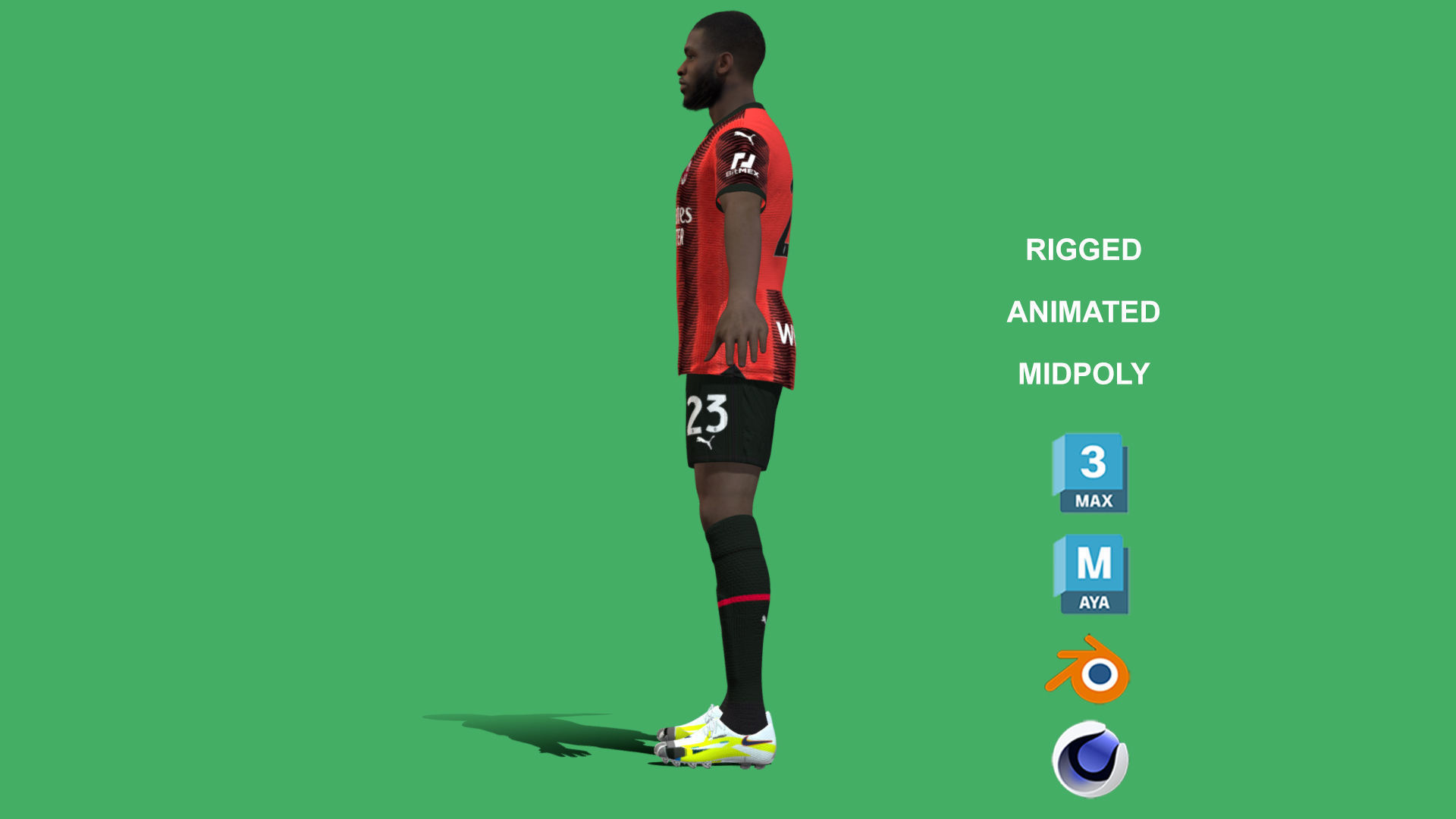 3D Rigged Fikayo Tomori AC Milan 2024 3D model_11