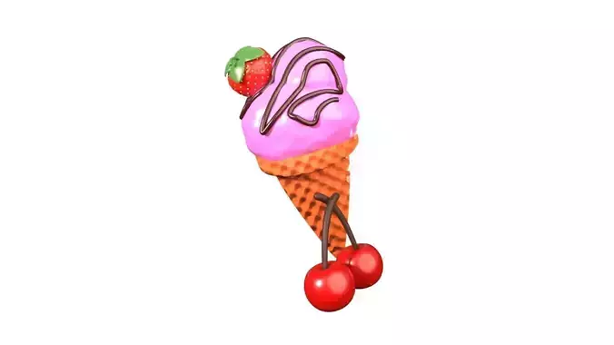 Ice Cream Cone 3D Illustration