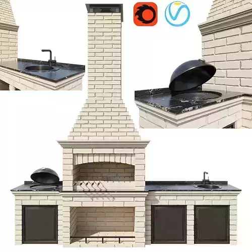 Brick Barbecue  3D model