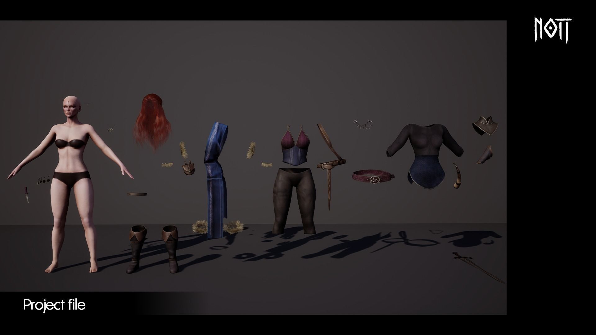 Game Ready 3D Character - NORNA Low-poly 3D model_13