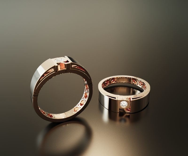 R-Diamond ring 3D print model_3