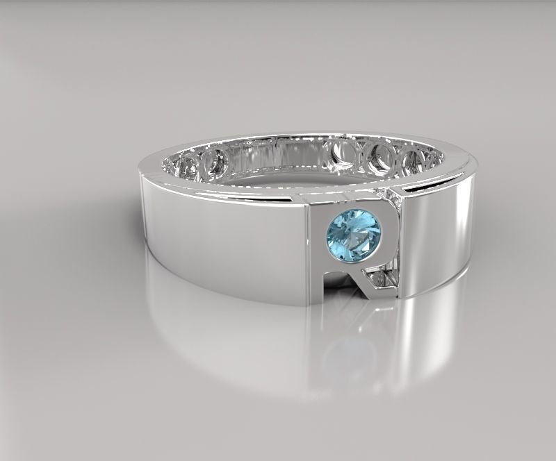 R-Diamond ring 3D print model_5