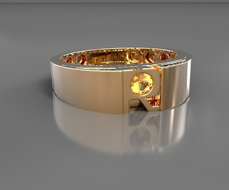 R-Diamond ring 3D print model_6