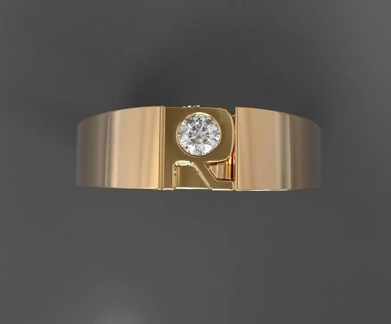 R-Diamond ring 3D print model_0