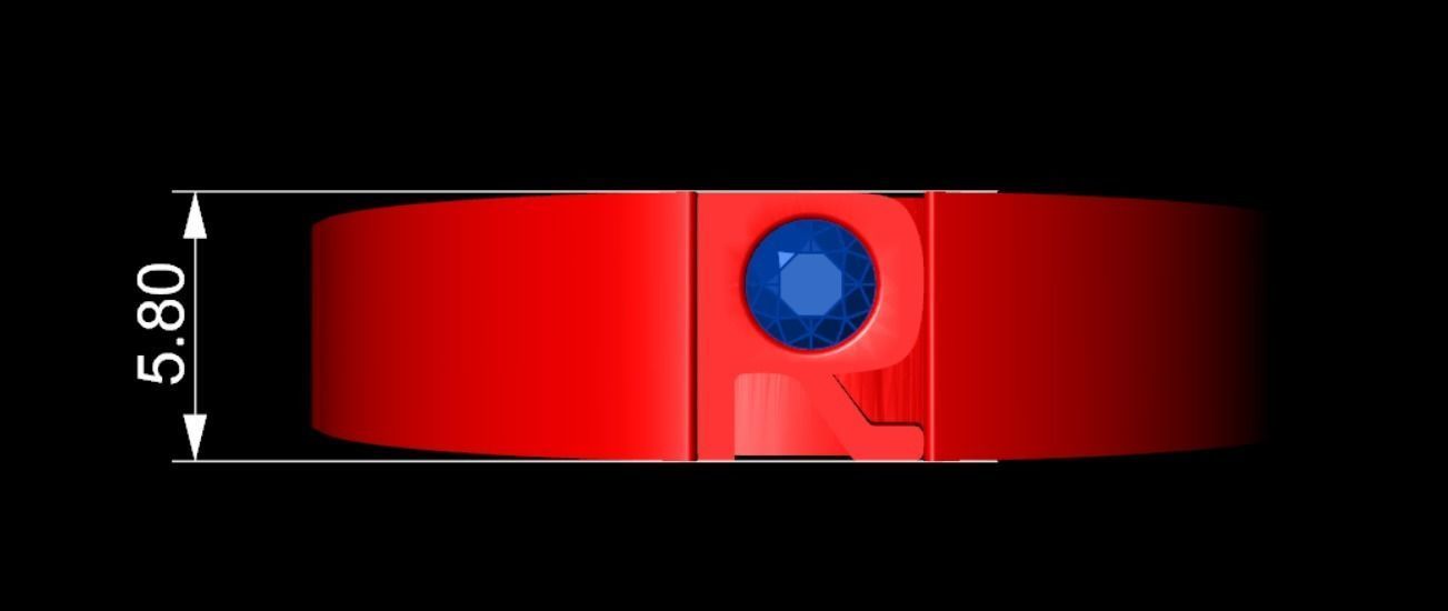 R-Diamond ring 3D print model_8