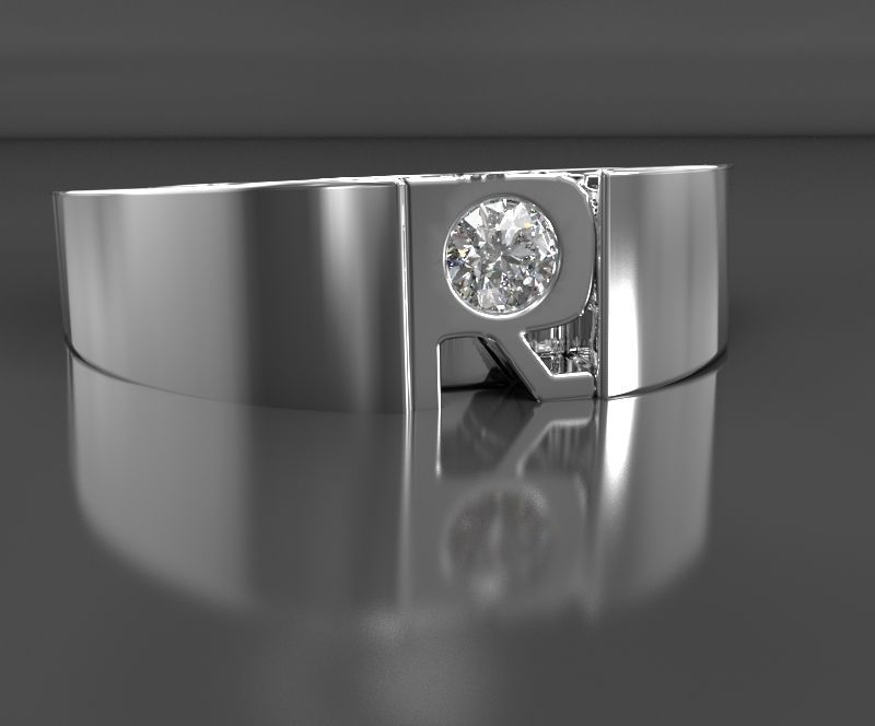 R-Diamond ring 3D print model_1