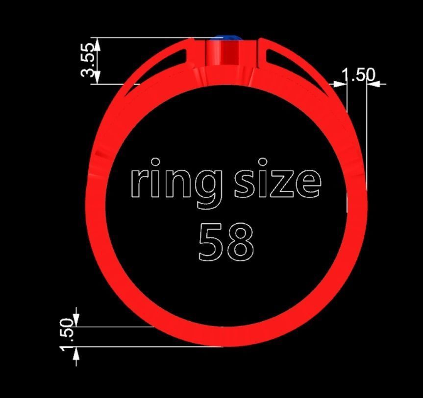 R-Diamond ring 3D print model_9