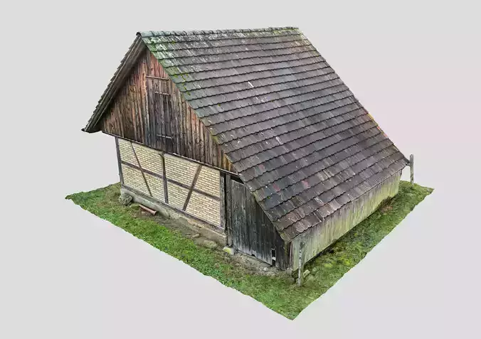 Detailed wooden swiss barn 8k scan 003 3D model