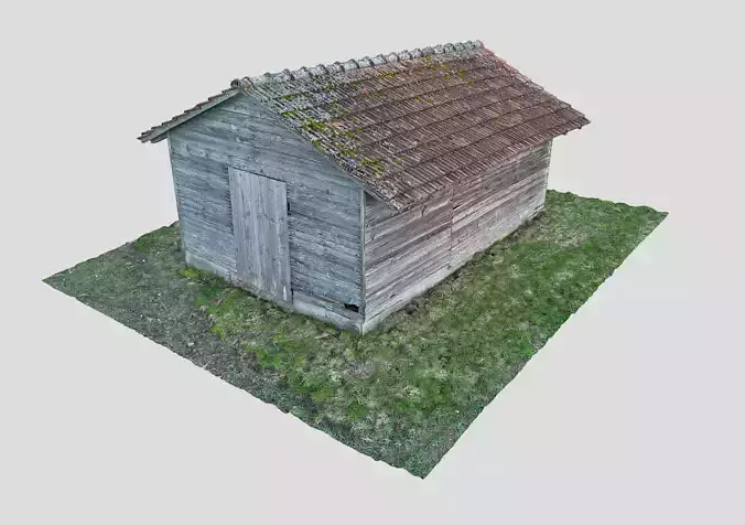 Wooden swiss barn 8k scan 005 3D model
