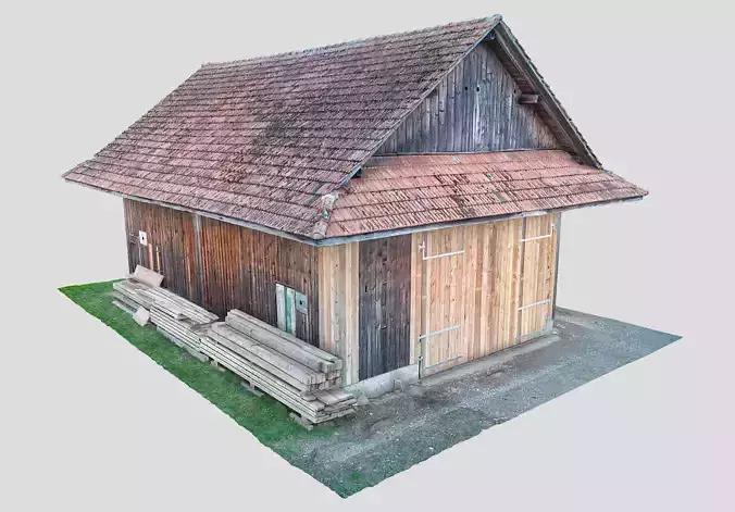 Wooden swiss barn 8k scan 006 3D model