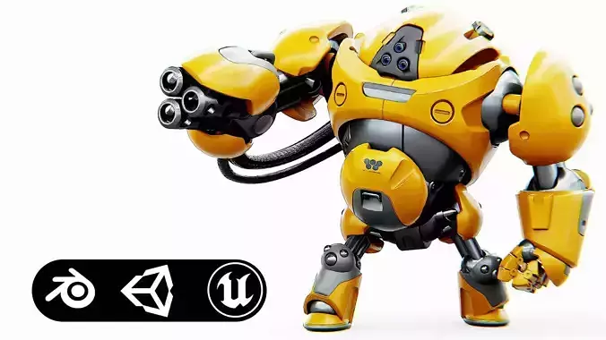 MILITARY BOT SF-600 Rigged for Unreal Engine - Unity - MIXAMO  3D model