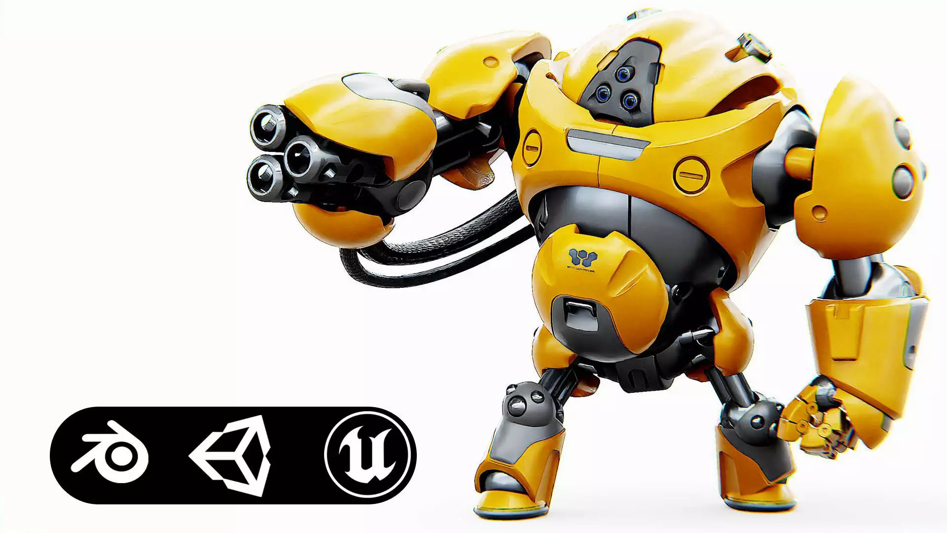 MILITARY BOT SF-600 Rigged for Unreal Engine - Unity - MIXAMO 3D model_0