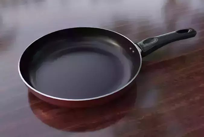 Kitchen nonstick pan saucepan Low-poly 3D model