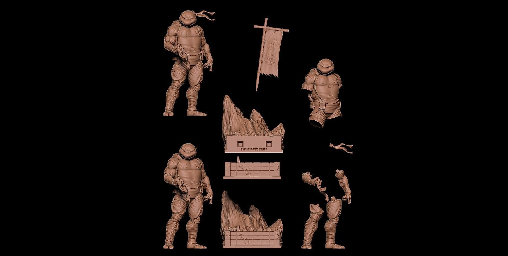 Fan Art - Michelangelo Last Ronin Version - Statue 3D print model_6