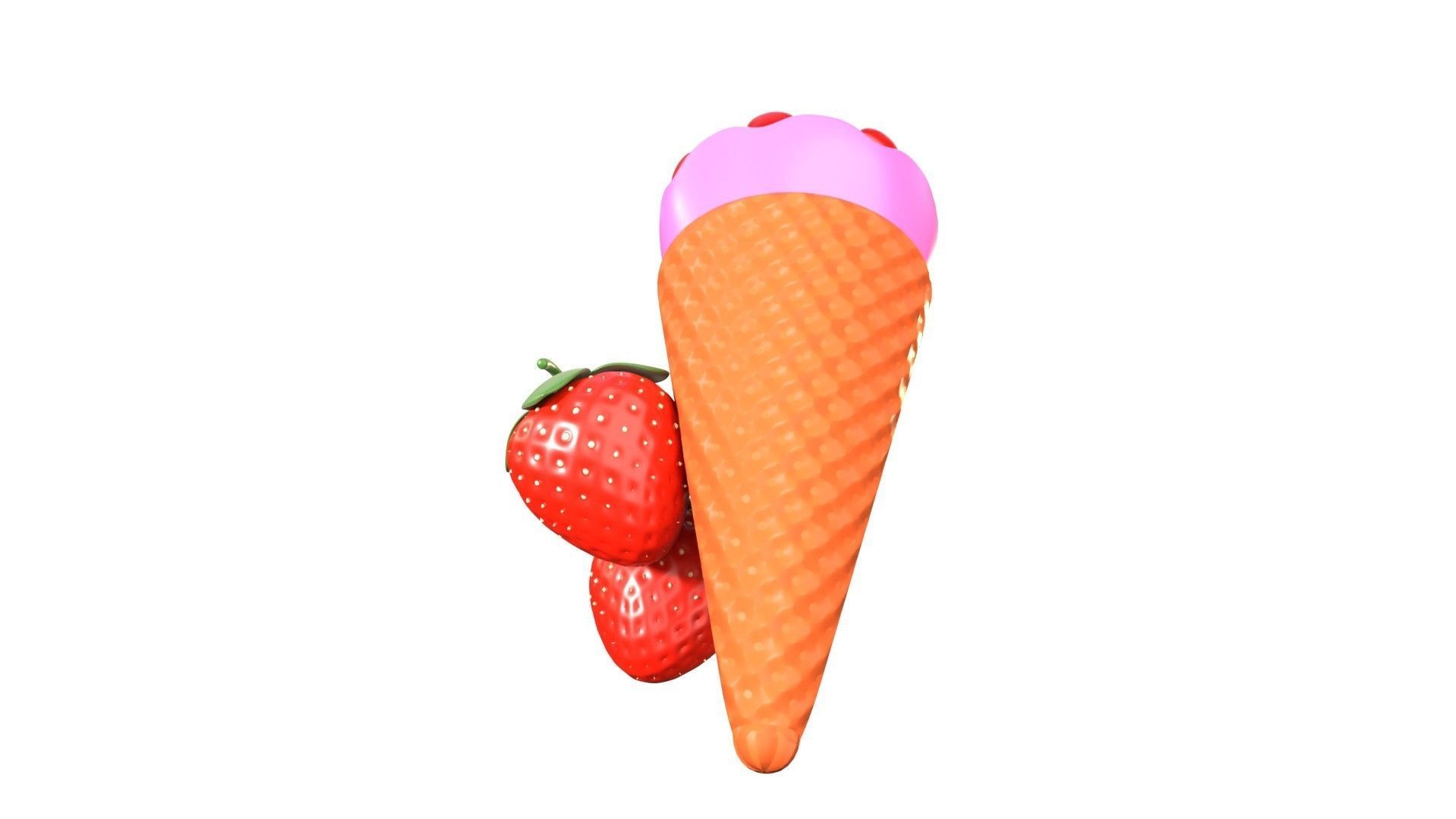 Strawberry Ice Cream 3D Illustration 3D model_10