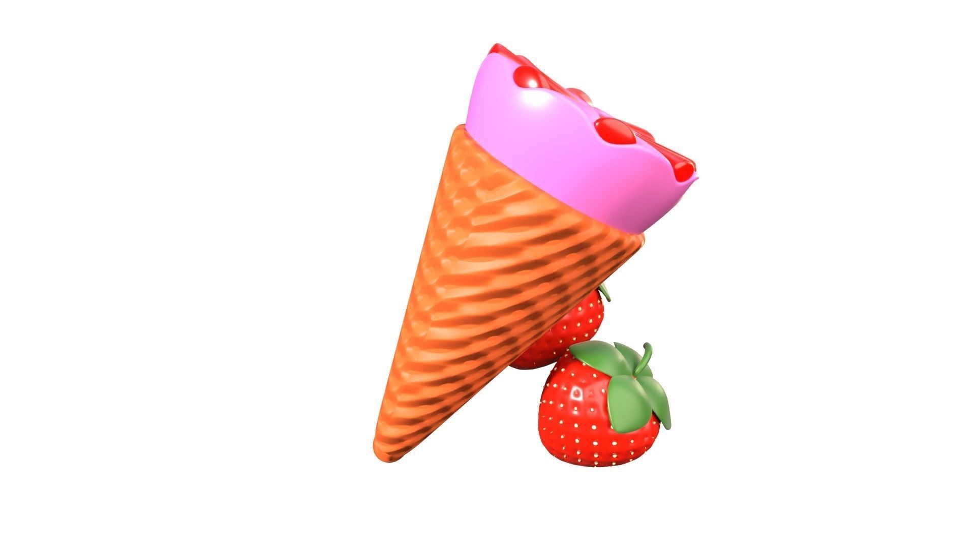 Strawberry Ice Cream 3D Illustration 3D model_16