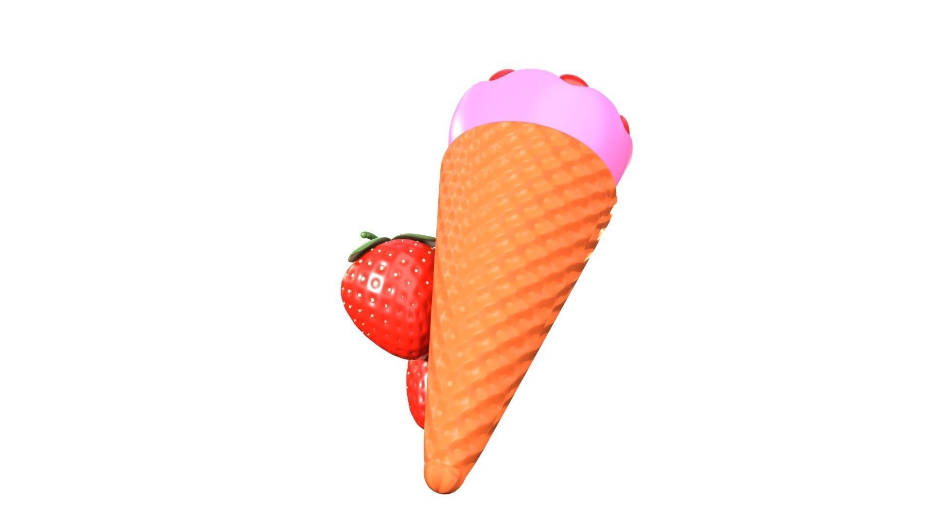 Strawberry Ice Cream 3D Illustration 3D model_11