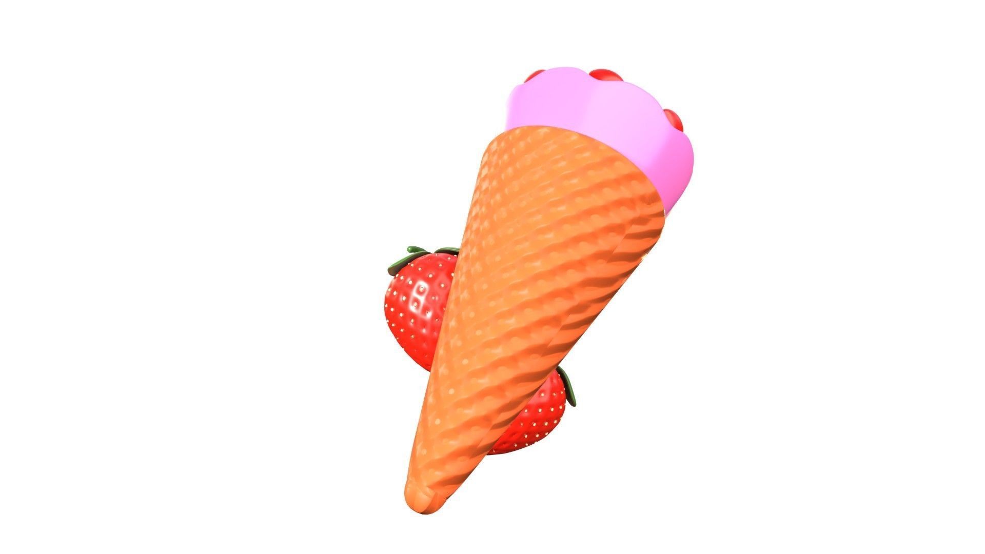 Strawberry Ice Cream 3D Illustration 3D model_12