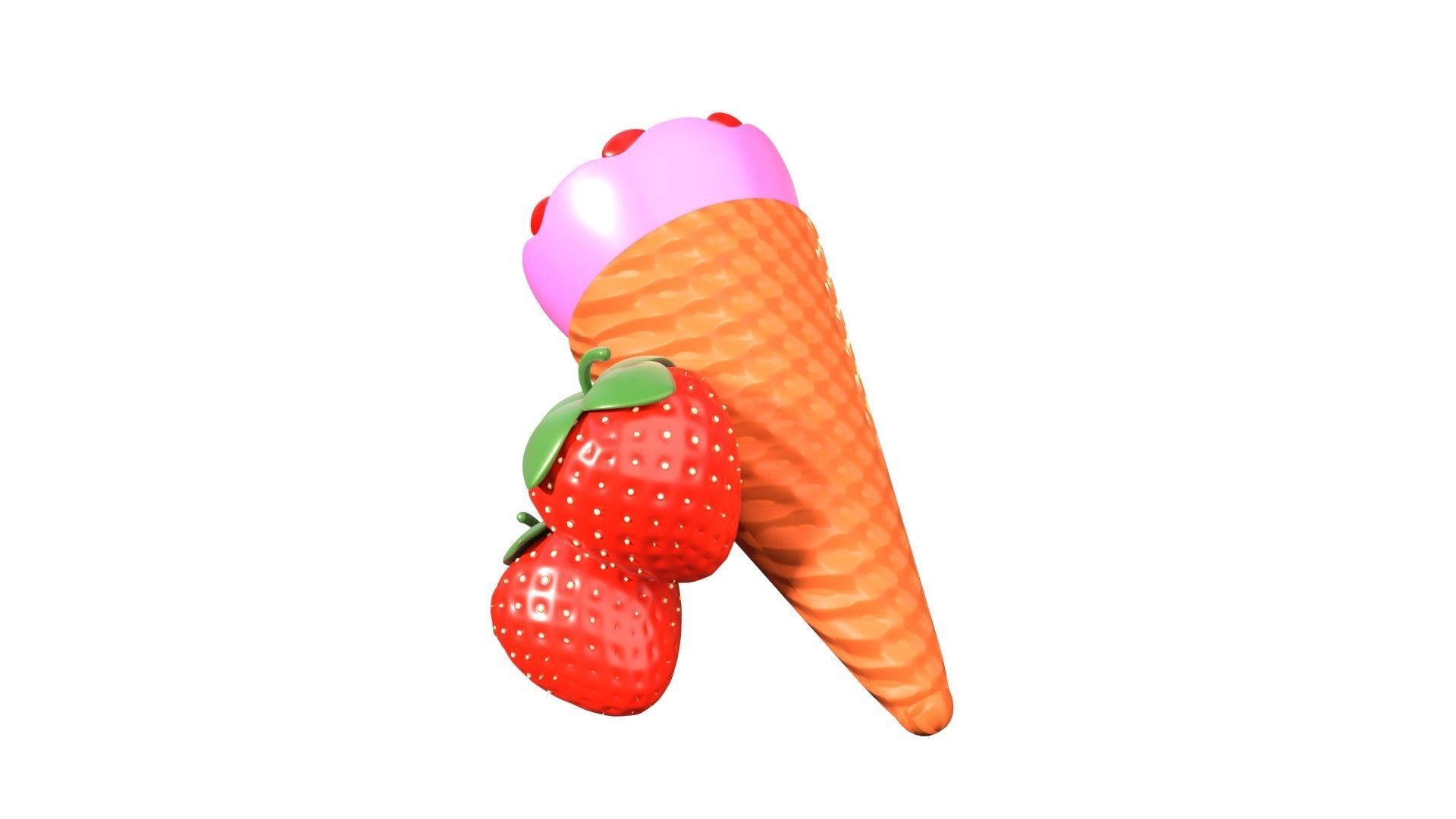 Strawberry Ice Cream 3D Illustration 3D model_7