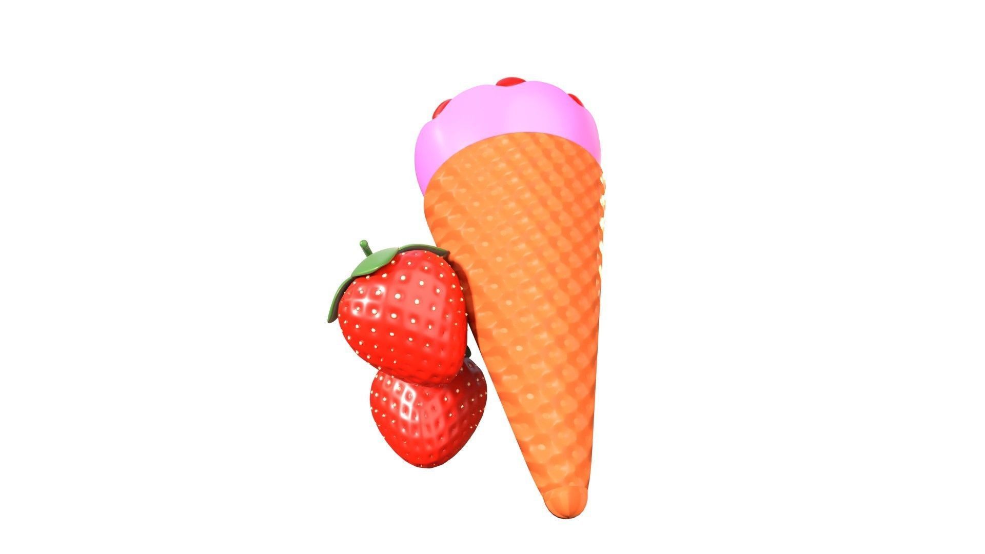 Strawberry Ice Cream 3D Illustration 3D model_9