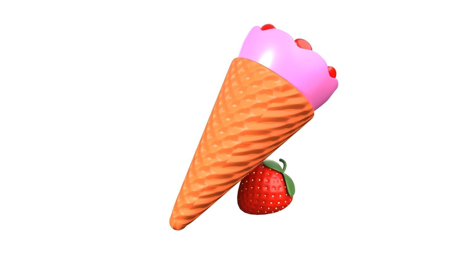 Strawberry Ice Cream 3D Illustration 3D model_14