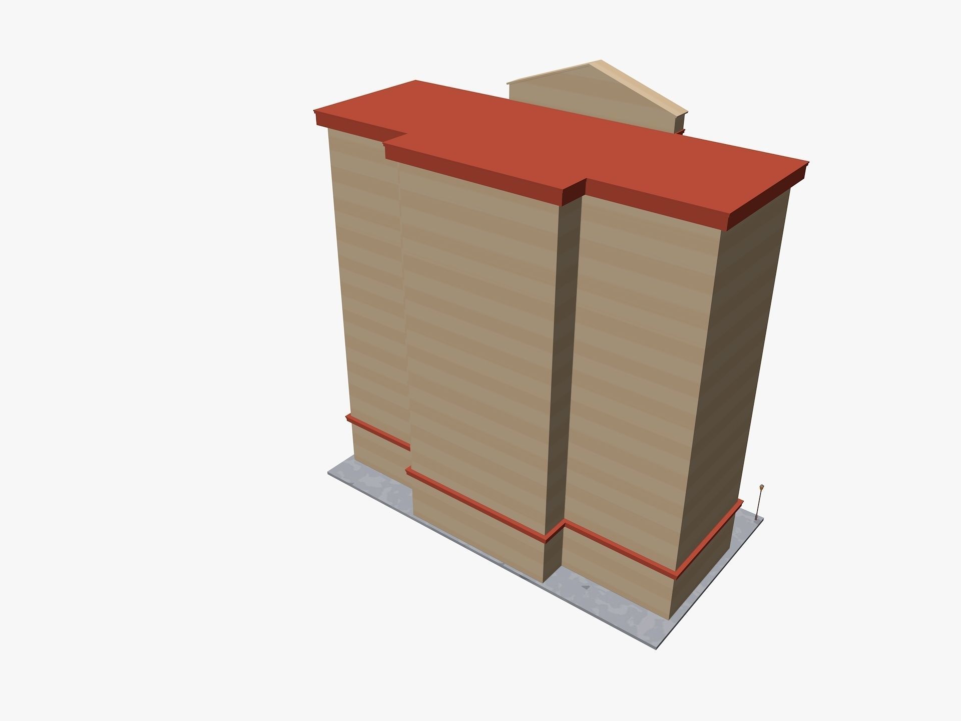 Cartoon Hotel Low-poly 3D model_3